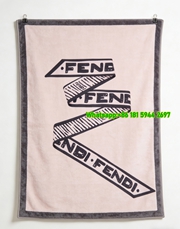 Fendi Pink & Black Ribbon Logo Flannel Sofa Throw Blanket IMG_9434